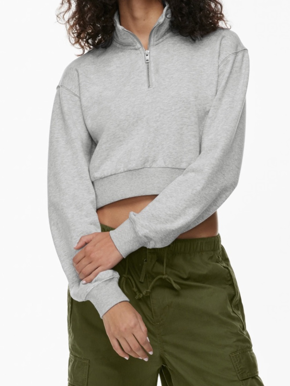 Aritzia TNA 1/4 Zip Sweatshirt in Heather Chrome Gray Size XS